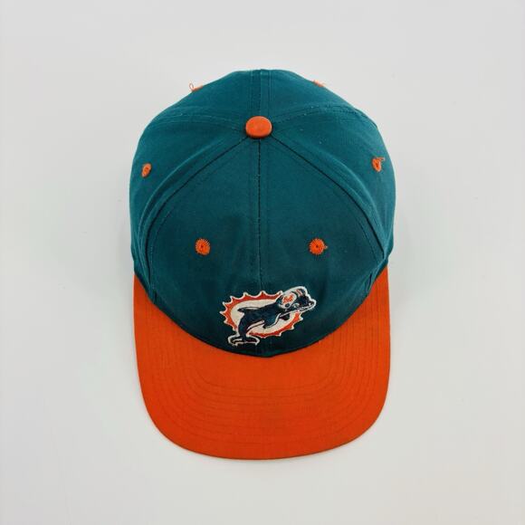 Vintage Miami Dolphins Hat Cap SnapBack Logo 7 90’s NFL Blue Orange - Picture 2 of 7